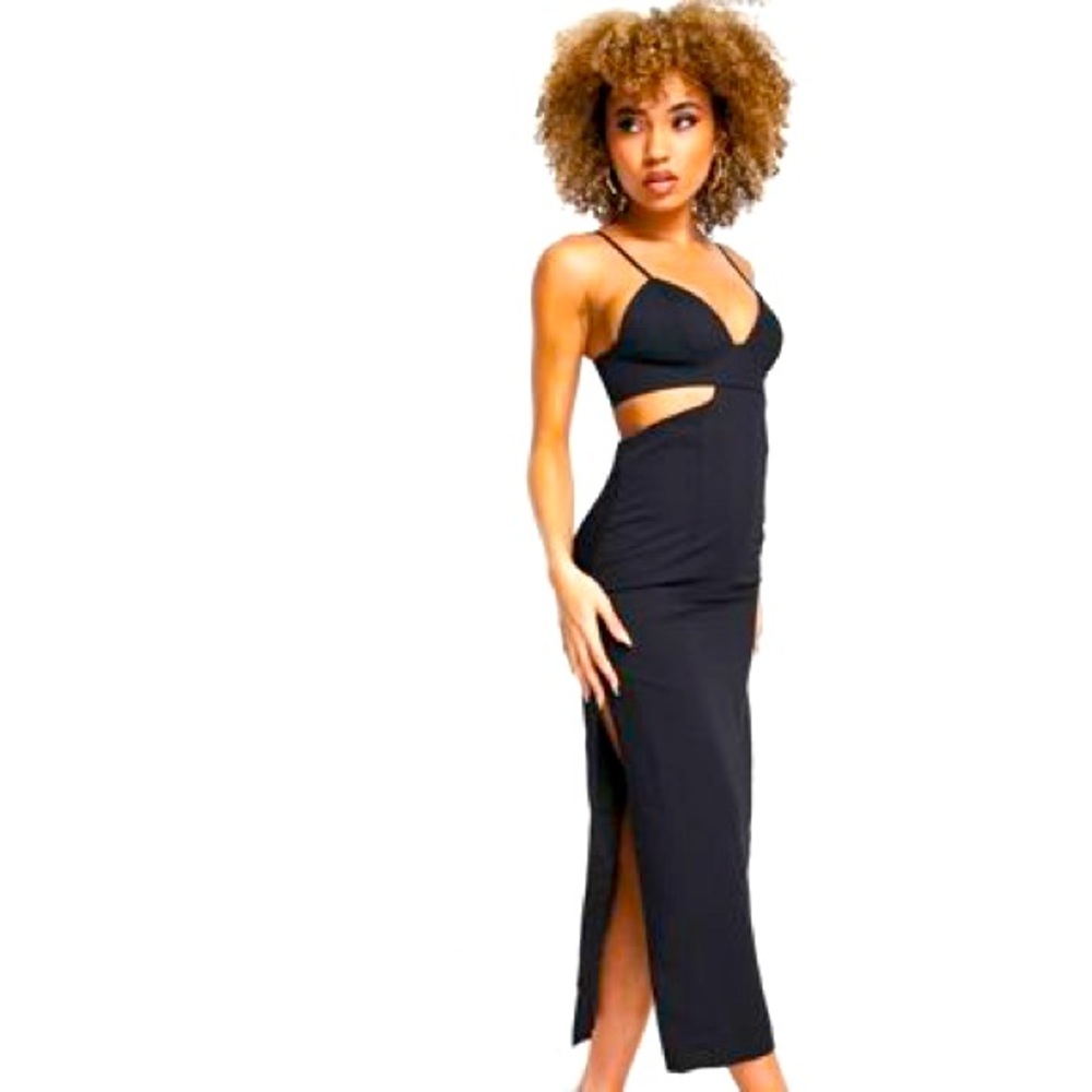 Bardot Cut Out Black Maxi Dress